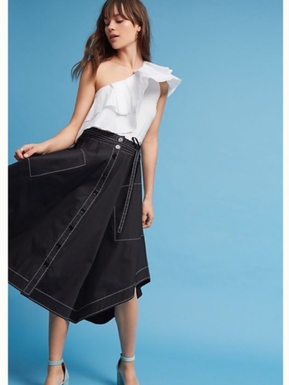 Anthropologie Tracy Reese Black Asymmetrical A-Line Drew Skirt